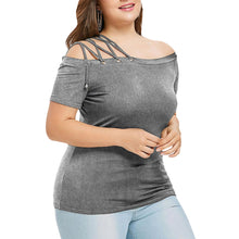 Load image into Gallery viewer, Plus Size Off The Shoulder Strappy Women T-shirt eprolo