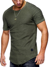 Load image into Gallery viewer, Pleated Sleeve Curved Hem T-shirt eprolo