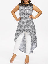 Load image into Gallery viewer, Plus Size Lace Panel Printed High Low Blouse eprolo