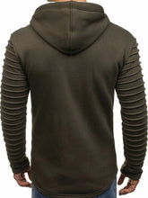 Load image into Gallery viewer, Solid Sleeve Pleated Pocket Full Zipper Fleece Hoodie eprolo