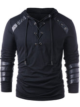 Load image into Gallery viewer, Faux Leather Lace Up Hoodie eprolo