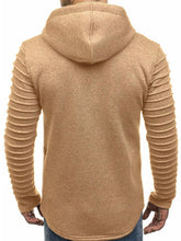 Load image into Gallery viewer, Solid Sleeve Pleated Pocket Full Zipper Fleece Hoodie eprolo