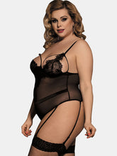Load image into Gallery viewer, Plus Size Lace Insert Mesh Lingerie Teddy eprolo