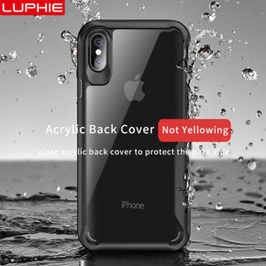 LUPHIE Shockproof Armor Case For iPhone XS XR 8 7 Plus Transparent Case Cover For iPhone 6 6S Plus 5 XS Max Luxury Silicone Case eprolo