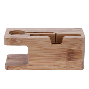 Alloet Wooden Charging Dock Station for Mobile Phone Holder Stand Bamboo Charger Stand Base For Apple Watch and For iphone eprolo