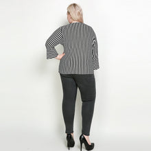 Load image into Gallery viewer, Long Sleeve Shirt Blouse Women Plus Size V neck Flare Sleeve Tunics  Peplum Tops Vetical Stripe eprolo