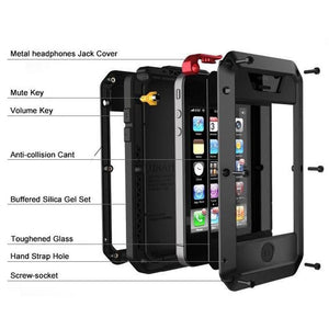 Heavy Duty Protection Doom armor Metal Aluminum phone Case for iPhone 6 6S 7 8 Plus X 4 4S 5S SE 5C Shockproof Dustproof Cover eprolo