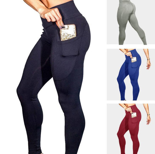 High Waist Leggings Push Up Fitness Legging Female Elastic Sexy Bodybuilding Pants Workout Women Leggings With Phone Pocket eprolo