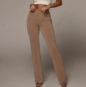 Summer High Waist Wide Leg Pants Women Bottoms Solid High Elastic Flare Pants Skinny Casual Beach Party Trousers eprolo