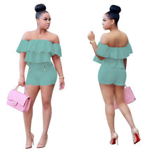 Load image into Gallery viewer, Plus Size Women Playsuits And Jumpsuit Two Pieces Set Women Ruffles Crop Top And Shorts Bodycon Bodysuit eprolo
