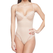 Load image into Gallery viewer, Smooth and Silky Bodysuit Shaper With Built-In Wire Bra and Sexy Lace Trims Nude - Plus Sizes Body Beautiful Shapewear