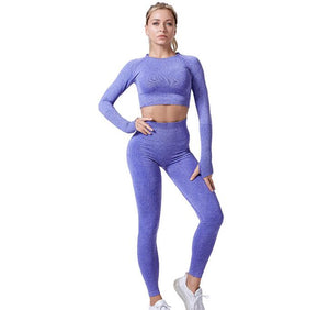 Women Vital Seamless Yoga Set Gym Clothing Fitness Leggings+Cropped Shirts Sport Suit eprolo
