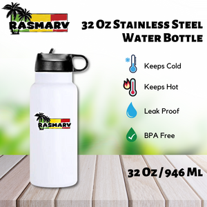 RASMARV  Vacuum-Insulated Stainless Steel Water Bottle,  32 oz White Graphic Rasmarv