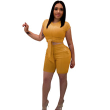 Load image into Gallery viewer, Sexy  Crop Short Top and Slim Shorts Set. Curvy size eprolo
