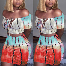 Load image into Gallery viewer, Sexy Women 2 Piece Set Bodycon Skirt Set Casual Clubwear Party Crop Top Wrap Skirts For Women Slash Neck Female Bandage Clothing eprolo
