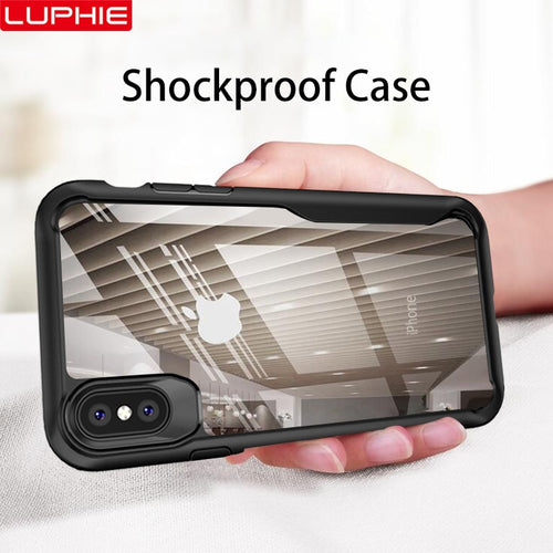 LUPHIE Shockproof Armor Case For iPhone XS XR 8 7 Plus Transparent Case Cover For iPhone 6 6S Plus 5 XS Max Luxury Silicone Case eprolo