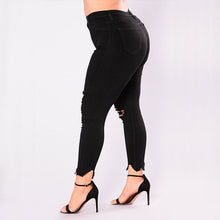 Load image into Gallery viewer, Women Holes Plus Size Jeans Pants Skinny Elastic Pencil Pants Mid Waist Black Jeans Woman Casual Spring 2-7XL Trousers eprolo