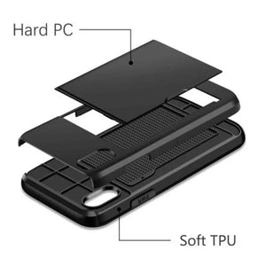 For iPhone 11 Pro Max XS X XR Case Slide Armor Wallet Card Slots Holder Cover For IPhone 7 8 6 6s Plus 5 5s TPU Shockproof Shell eprolo
