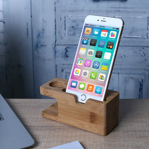 Alloet Wooden Charging Dock Station for Mobile Phone Holder Stand Bamboo Charger Stand Base For Apple Watch and For iphone eprolo