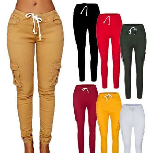 Plus Size Pants Women  New Casual Skinny Pencil Pants Female Waist Drawstring Fashion Army  Trousers 4XL eprolo