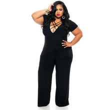 Load image into Gallery viewer, Womens Pluse Size Bandage Loose Evening Party Playsuit Ladies Romper Short Sleeve Long Jumpsuit Bodysuit L-3XL size eprolo