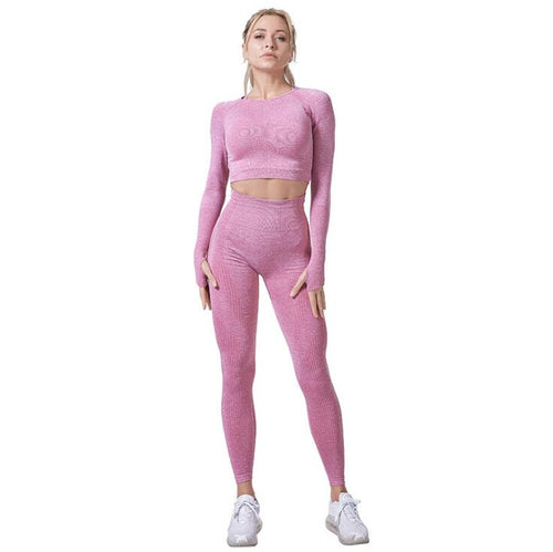 Women Vital Seamless Yoga Set Gym Clothing Fitness Leggings+Cropped Shirts Sport Suit eprolo