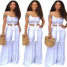 Load image into Gallery viewer, Sexy 2 Piece Sleeveless  Crop Top and Wide Leg Pants  Plus Size Two Pcs Matching Sets eprolo