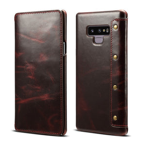 Luxury Business Style Genuine Real Leather Case for Samsung Galaxy S8 S9 S10 Plus Case Flip Wallet Card for Samsung eprolo