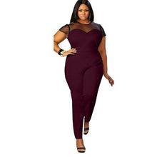 Load image into Gallery viewer, Plus Size Casual, Women Jumpsuit O-Neck Patchwork Lace Jumpsuit Curvy  Romper eprolo