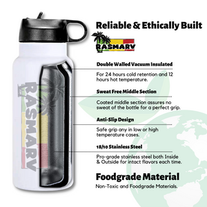 RASMARV  Vacuum-Insulated Stainless Steel Water Bottle,  32 oz White Graphic Rasmarv