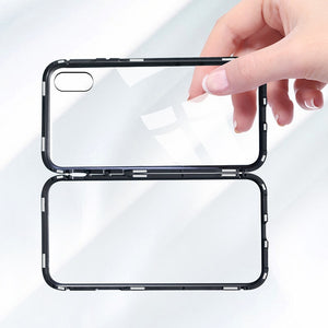 CHYI Built-in Magnetic Case for iPhone X Clear Tempered Glass Magnet Adsorption Case for iPhone 8 7 Plus glass Back Cover bumper eprolo