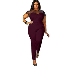 Load image into Gallery viewer, Plus Size Casual, Women Jumpsuit O-Neck Patchwork Lace Jumpsuit Curvy  Romper eprolo