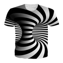 Load image into Gallery viewer, Black And White Vertigo Hypnotic Printing T Shirt Unisex Funny Short Sleeved Tees Men/women Tops Men&#39;s 3D T-shirt eprolo