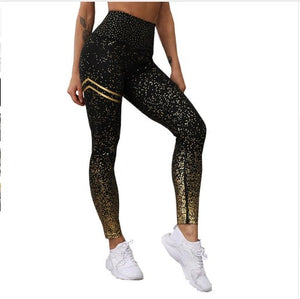 Hotsale Women Gold Print Leggings No Transparent Exercise Fitness Leggings Patchwork Push Up Female Pants eprolo