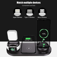 Load image into Gallery viewer, 6 in 1 Wireless Charger Dock Station for iPhone/Android/Type-C USB Phones 10W Qi Fast Charging For Apple Watch AirPods Pro eprolo