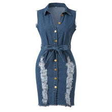 Load image into Gallery viewer, Summer Womens Button Down Denim Sexy Dress Ladies Lace Jeans Long Shirt Dress eprolo