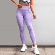 Load image into Gallery viewer, Diqian Super Stretchy Women Gym Tights Energy Seamless Tummy Control Yoga Pants High Waist Sport Leggings Purple Running Pant eprolo