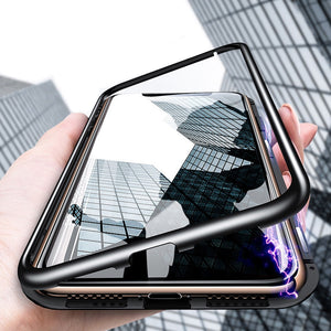 Metal Magnetic Case For iPhone XR XS MAX X 8 Plus 7 10 Tempered Glass Back Magnet Cases Cover For iPhone 7 6 6S Plus Case eprolo