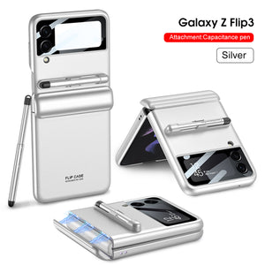 For Samsung Galaxy Z Flip3 Mobile Phone Cases Folding Screen Flip3 Protective Cover To Send Stylus Magnetic Suction Flip Phone Cover eprolo