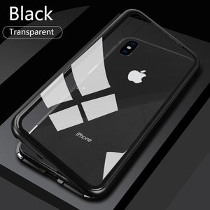 CHYI Built-in Magnetic Case for iPhone X Clear Tempered Glass Magnet Adsorption Case for iPhone 8 7 Plus glass Back Cover bumper eprolo