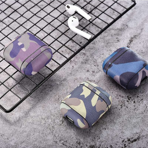 Camouflage Leather Earphone Case For Apple Airpods Airpod Accessories Dust - proof Protective Cover Bluetooth Headphone Case Decor - Rasmarv