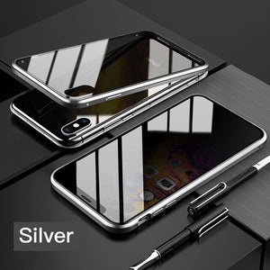 Privacy Magnetische Gehard Glas Case voor iPhone X XS MAX 8 7 Plus Anti Peep Telefoon Shell 360 Volledige Shockproof protector Clear Capa eprolo