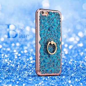 for iPhone X Xs Max XR Case Luxury 3D Soft Ring Capa for iPhone 5 5S SE 6 S 7 8 Plus Ring Silicon Glitter Rhinestone Stand Cover eprolo