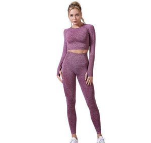 Women Vital Seamless Yoga Set Gym Clothing Fitness Leggings+Cropped Shirts Sport Suit eprolo