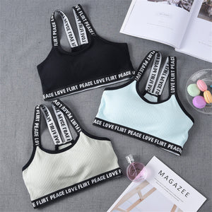 Sports Bra One Size High Elastic Stretch Sports Top Bra Cotton Letters Sports Wear For Women Gym Yoga Bra Running Tops Fitness eprolo
