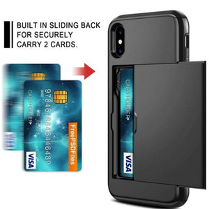 For iPhone 11 Pro Max XS X XR Case Slide Armor Wallet Card Slots Holder Cover For IPhone 7 8 6 6s Plus 5 5s TPU Shockproof Shell eprolo