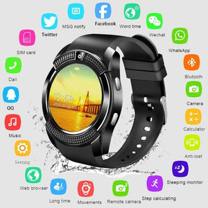 Smart Watch V8 Men Bluetooth Sport Watches Women Ladies Rel gio Smartwatch with Camera Sim Card Slot Android Phone eprolo