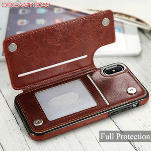 Card Slot Holder Cover Case For iPhone 8 7 6 6S Plus X 10 XS SE 5S 5 For Samsung Note8 S8 Plus S7 Edge Luxury Retro Leather Bag eprolo