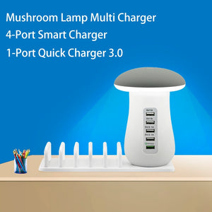 Leebote Multiple USB Phone Charger Mushroom Night Lamp Charging Station Dock QC 3.0 Quick Charger for Mobile Phone and Tablet eprolo