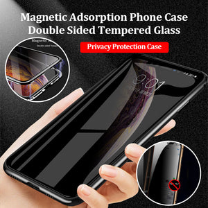 Privacy Magnetische Gehard Glas Case voor iPhone X XS MAX 8 7 Plus Anti Peep Telefoon Shell 360 Volledige Shockproof protector Clear Capa eprolo